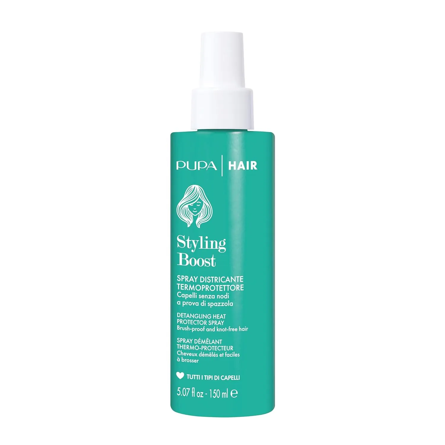 Pupa Milano Styling Boost Detangling Heat Protector Spray - Hydrate and Protect Hair with Jojoba Oil and Shea Butter - Strengthens Hair - 5.07 oz