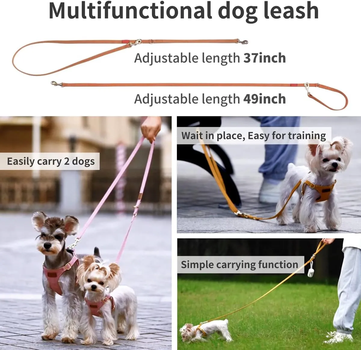 Puppytie No Pull xs Dog Harness with Multifunction Dog Leash,Soft Adjustable No Choke Escape Proof Pet Harness Vest,Brown Caramel,XS