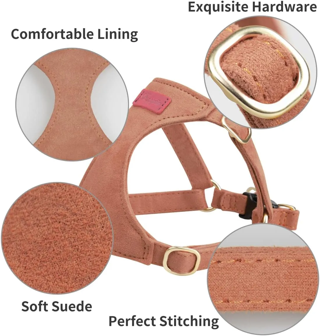 Puppytie No Pull xs Dog Harness with Multifunction Dog Leash,Soft Adjustable No Choke Escape Proof Pet Harness Vest,Brown Caramel,XS