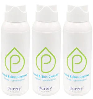 Purefypro Hand and Skin Cleanser (100ml, 3pk) Deep Cleansing Airesol Spray. Hypochlorous Technology. Promotes Natural Defense. Non-irritating. No Residue.