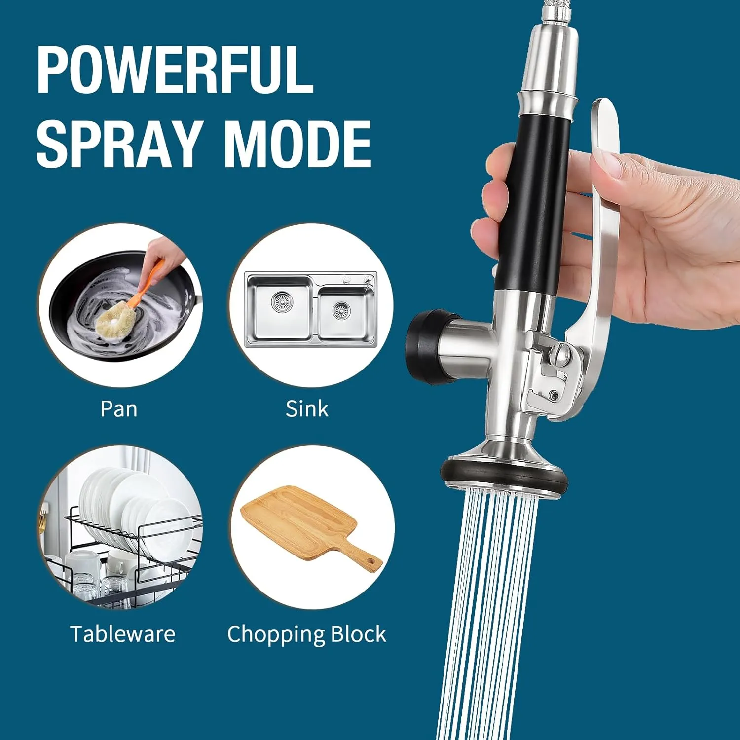 Qomolangma Commercial Kitchen Sink Faucet with Pull Down Sprayer, High Arch Spring Stainless Steel Single Handle Kitchen Faucets with Sprayer, with Deck Plate, Brushed Nickel