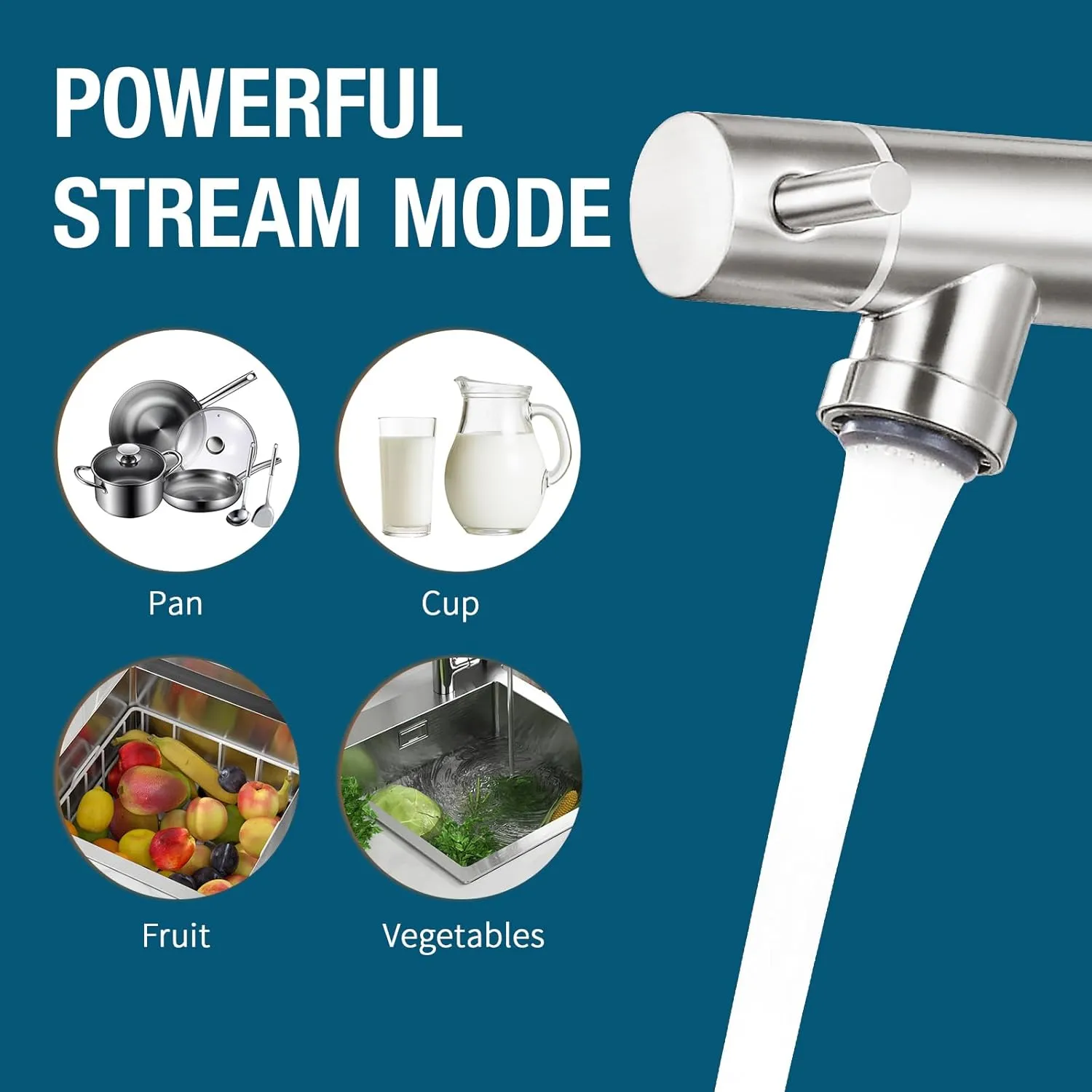 Qomolangma Commercial Kitchen Sink Faucet with Pull Down Sprayer, High Arch Spring Stainless Steel Single Handle Kitchen Faucets with Sprayer, with Deck Plate, Brushed Nickel