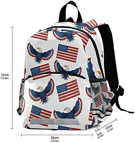 QUGRL American Flags Day Toddler Backpack Kids USA Eagles Kindergarten Schoolbag Preschool Nursery Travel Bag with Safety Leash Harness for Baby Boys Girls 3-8 Years