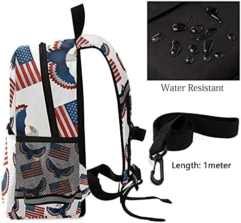 QUGRL American Flags Day Toddler Backpack Kids USA Eagles Kindergarten Schoolbag Preschool Nursery Travel Bag with Safety Leash Harness for Baby Boys Girls 3-8 Years
