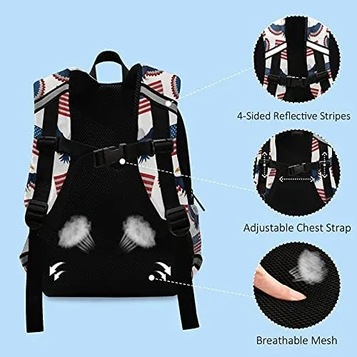QUGRL American Flags Day Toddler Backpack Kids USA Eagles Kindergarten Schoolbag Preschool Nursery Travel Bag with Safety Leash Harness for Baby Boys Girls 3-8 Years