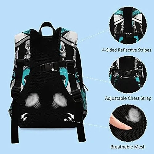 QUGRL Blue Octopus Skulls Toddler Backpack Kids Summer Head Bone Kindergarten Schoolbag Preschool Nursery Travel Bag with Safety Leash Harness for Baby Boys Girls 3-8 Years