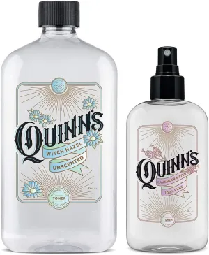 Quinn's Alcohol Free Unscented Witch Hazel with Aloe Vera 16oz & Quinn’s Alcohol Free Lavender Water-Natural Pillow Spray and Facial Body Mist 8oz