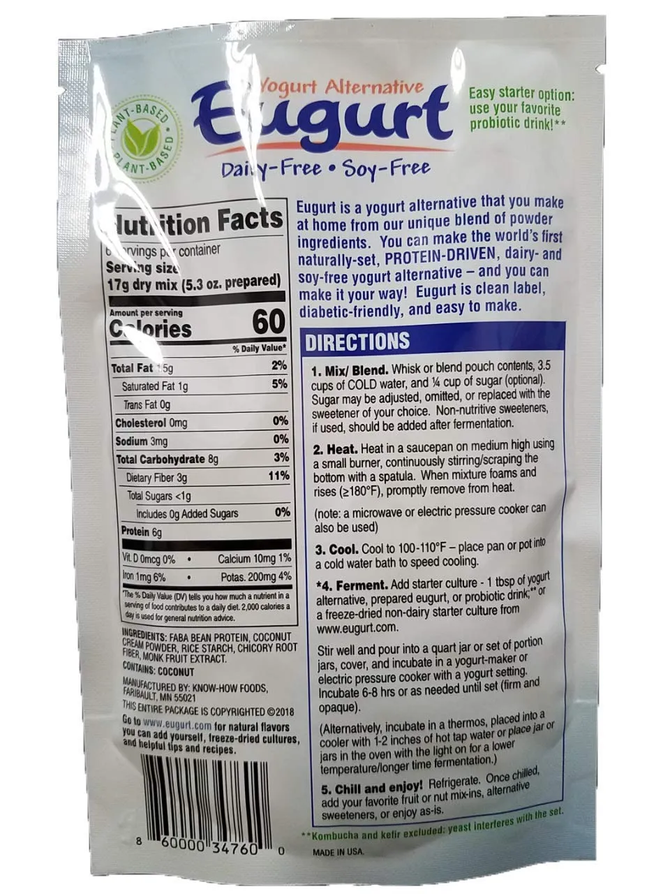 "Better Than Yogurt" Make At Home Mix (Dairy and Soy Free!) (Plain, 3-Pack)