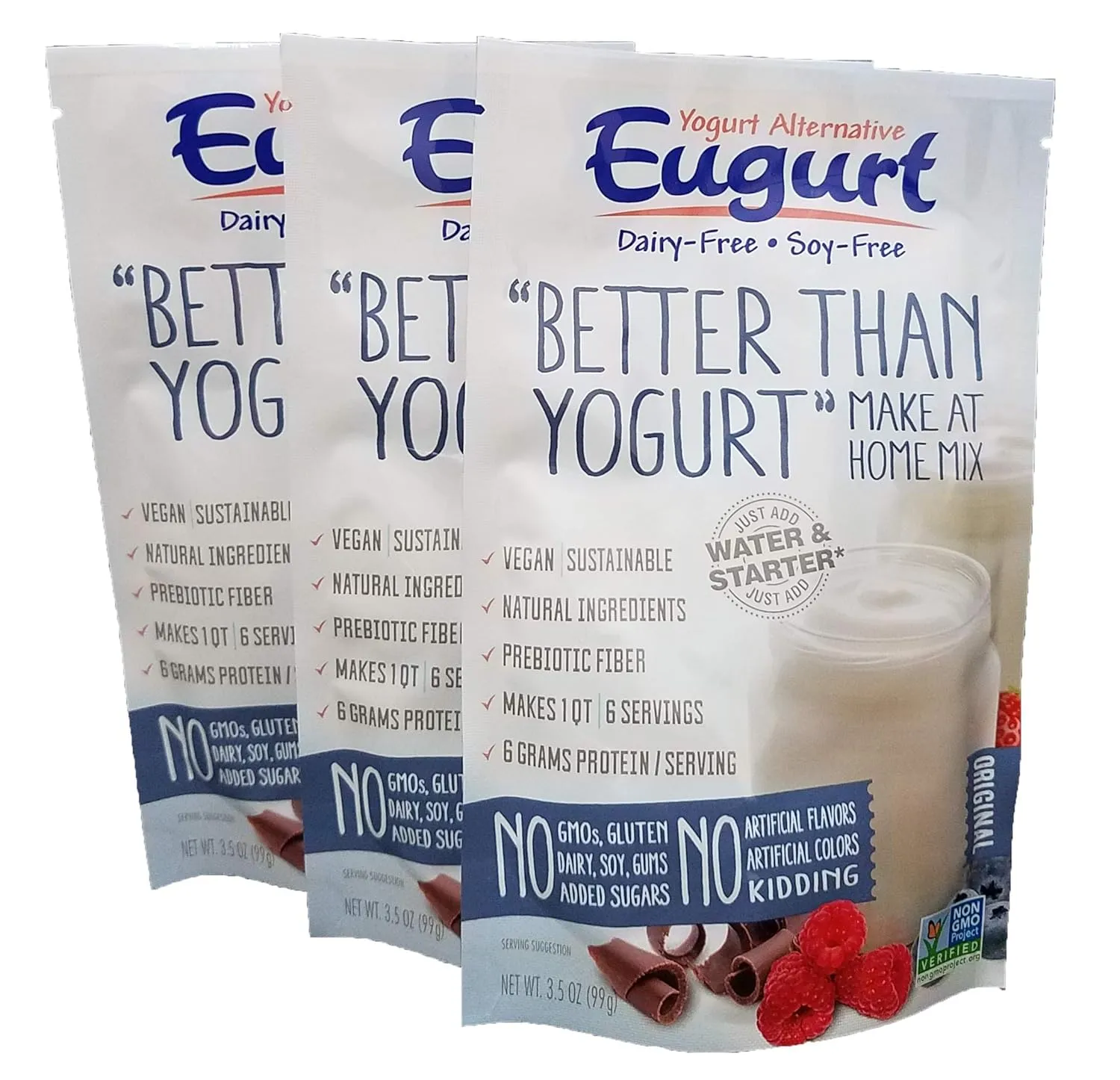 "Better Than Yogurt" Make At Home Mix (Dairy and Soy Free!) (Plain, 3-Pack)