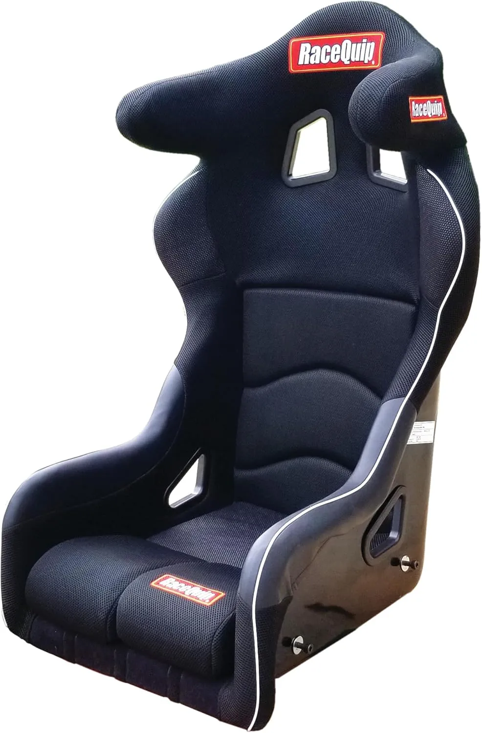 RaceQuip 96995599RQP Seat Non-Reclining FIA 16 in Harness Openings Fiberglass Black Fabric