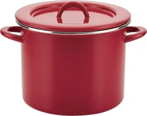 Rachael Ray Create Delicious Stock Pot/Stockpot with Lid - 12 Quart, Red