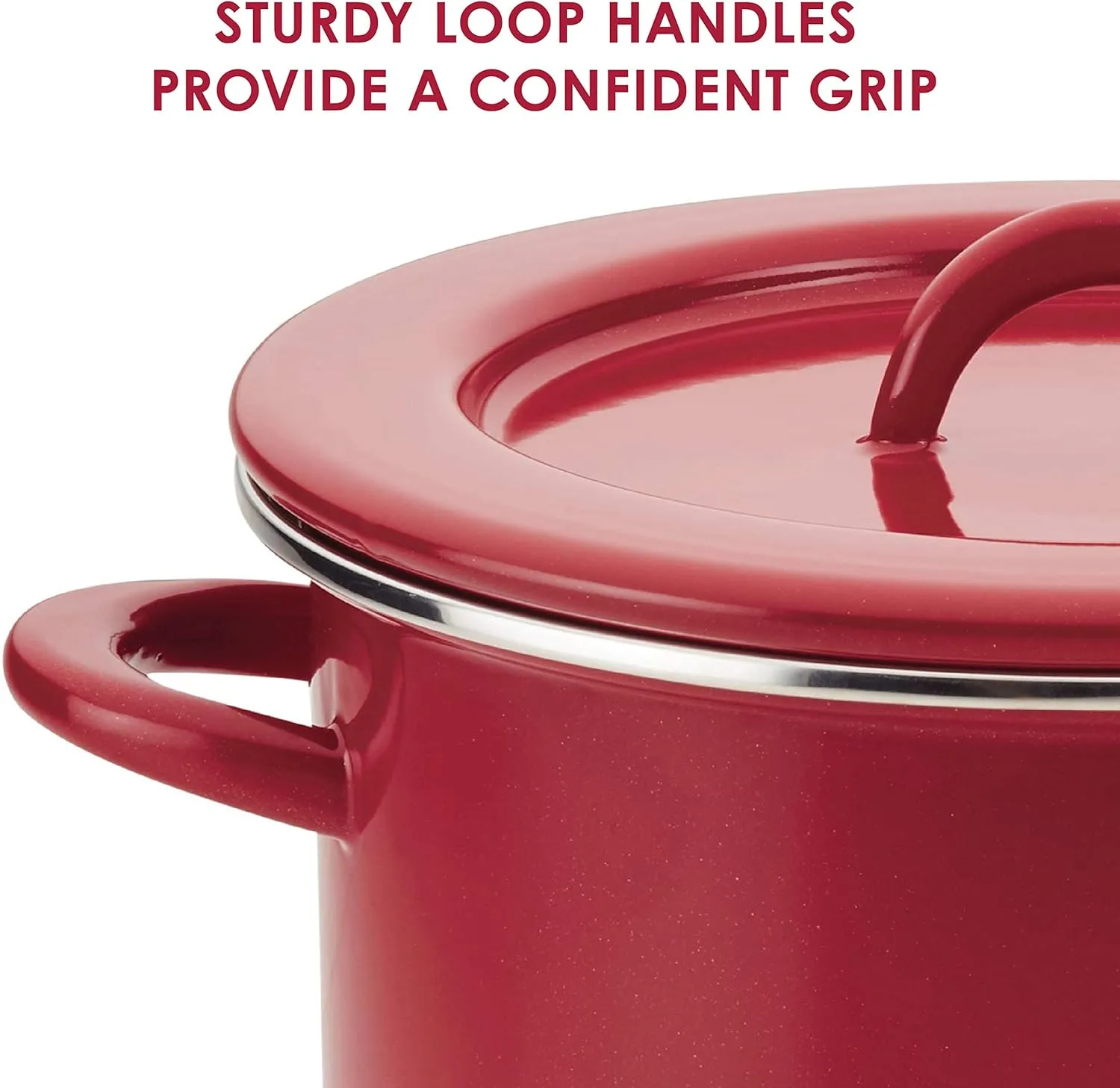 Rachael Ray Create Delicious Stock Pot/Stockpot with Lid - 12 Quart, Red