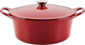 Rachael Ray Enameled Cast Iron Dutch Oven/Casserole Pot with Lid, 5 Quart, Red