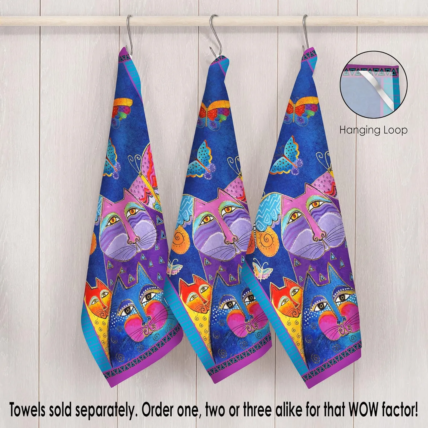 RainCaper Laurel Burch Flutterbyes Tea Towels Kitchen Towels, 18 x 28 Inches, 1 CT | 100% Cotton Super Soft and Absorbent Dish Towels