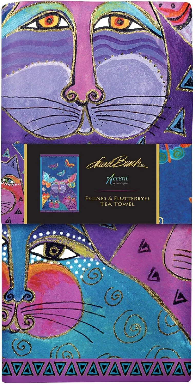 RainCaper Laurel Burch Flutterbyes Tea Towels Kitchen Towels, 18 x 28 Inches, 1 CT | 100% Cotton Super Soft and Absorbent Dish Towels