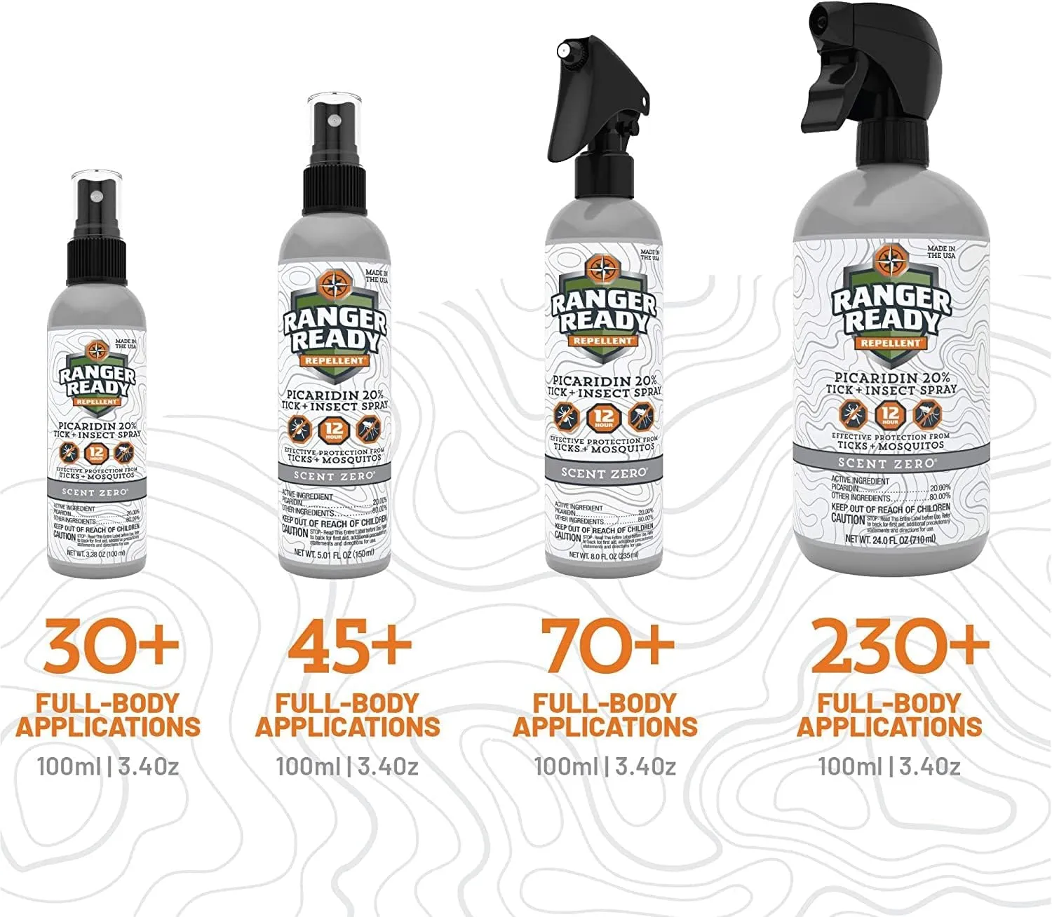 Ranger Ready Repellents Picaridin Insect Repellent Spray with Scent Zero - Mosquito Repellent and Tick Spray (3.4 oz., Pack of 2)