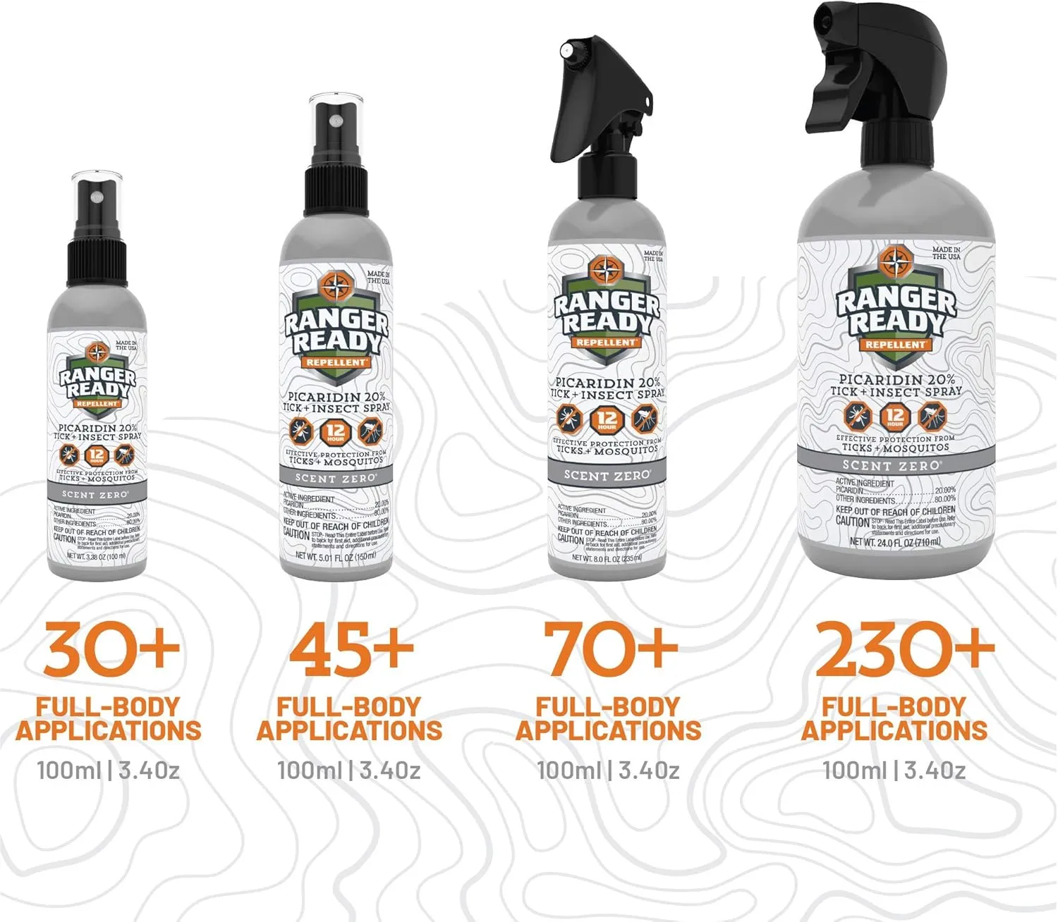 Ranger Ready Repellents Picaridin Insect Repellent with Scent Zero - Mosquito Repellent & Tick Spray (5 Fl Oz, Pack of 3)
