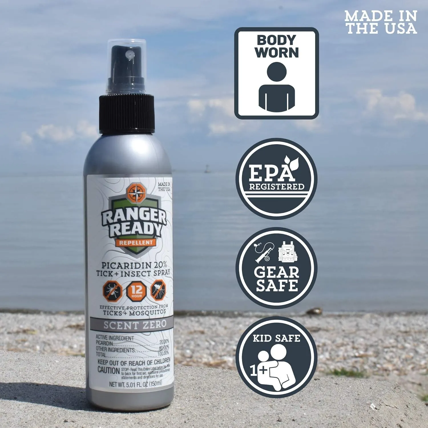Ranger Ready Repellents Picaridin Insect Repellent with Scent Zero - Mosquito Repellent & Tick Spray (5 Fl Oz, Pack of 3)