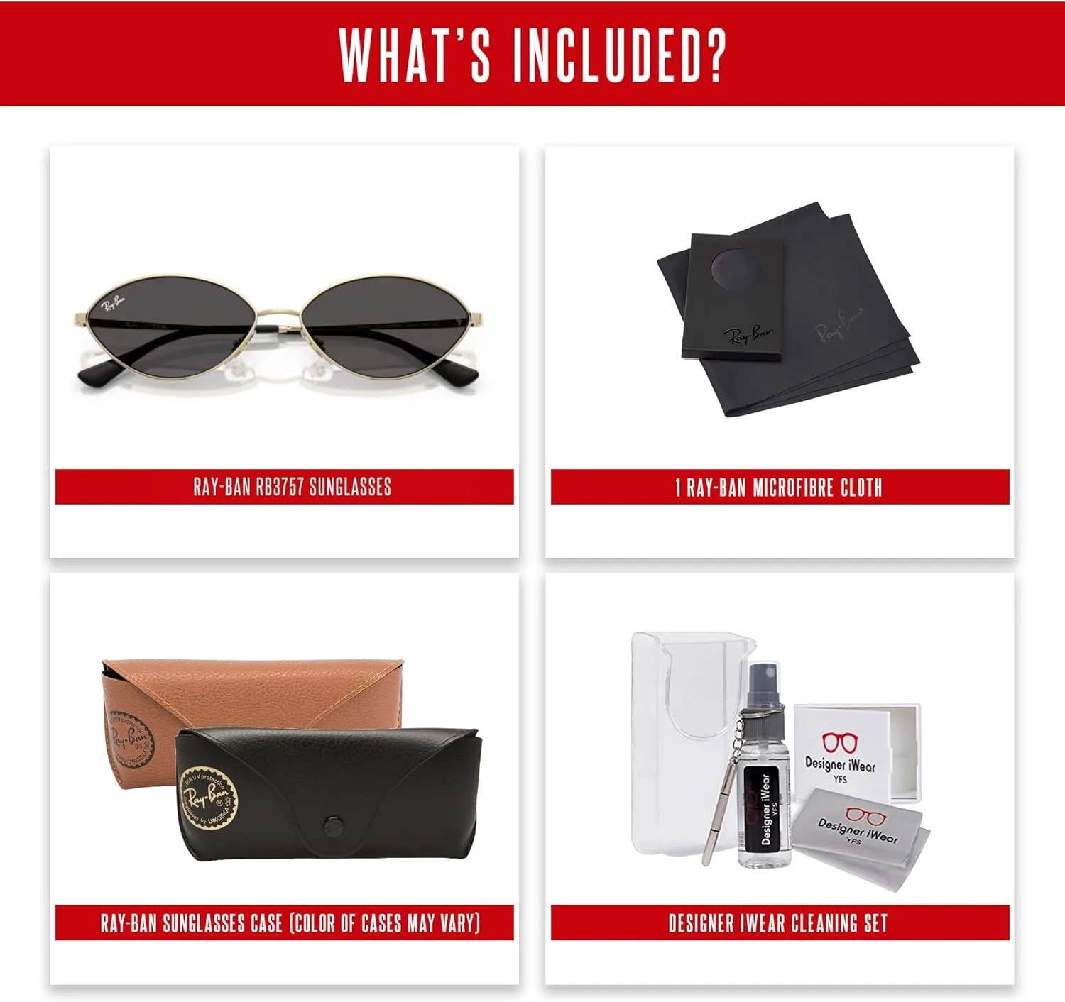 Ray-Ban RB3757 Kai Oval Sunglasses For Men For Women   BUNDLE With Designer iWear Complimentary Eyewear Kit