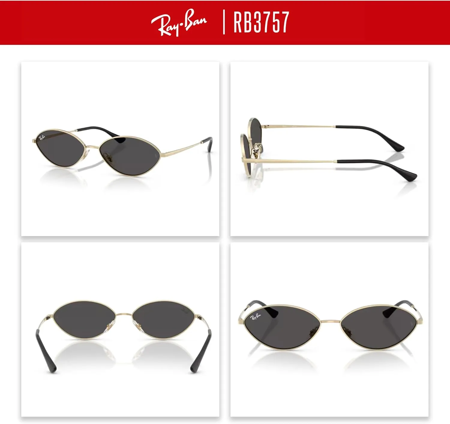 Ray-Ban RB3757 Kai Oval Sunglasses For Men For Women   BUNDLE With Designer iWear Complimentary Eyewear Kit