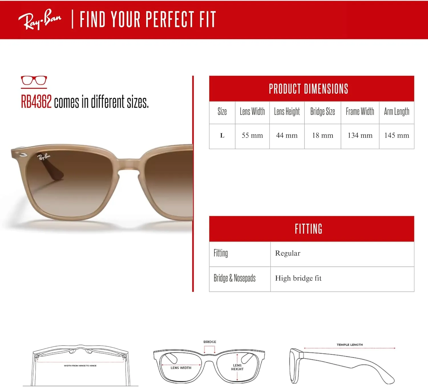 Ray-Ban RB4362 Square Sunglasses For Men For Women   BUNDLE With Designer iWear Complimentary Eyewear Kit