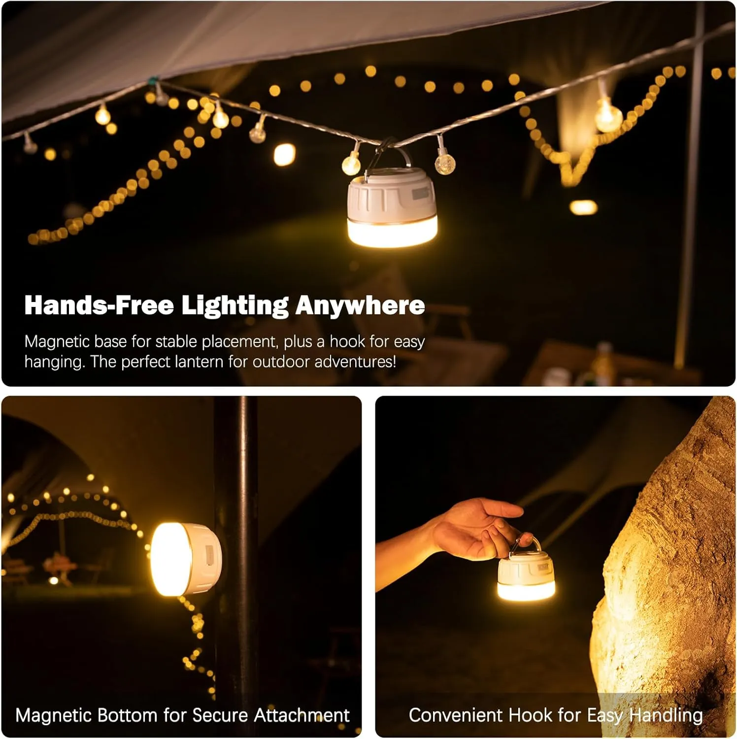 Rechargeable LED Camping Lantern 1000LM, 300H Runtime, 6400mAh, IPX5 Waterproof Tent Light for Camping, Hiking, Power Outages, Home, Emergency Use - Standard Edition,Orange