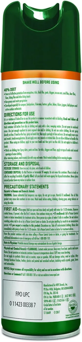 Repel Insect Repellent Sportsmen Max Formula 40% DEET 6.5 Ounces, Aerosol, 6 Pack