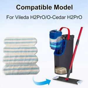 Replacement Mop Pad for Vileda H2PrO for O-Cedar H2PrO, Universal Fit Microfiber Pads for Spray Mops | Heavy-Duty Machine Washable, Lint-Free | Safe on Hardwood, Tile, Vinyl, Baseboards