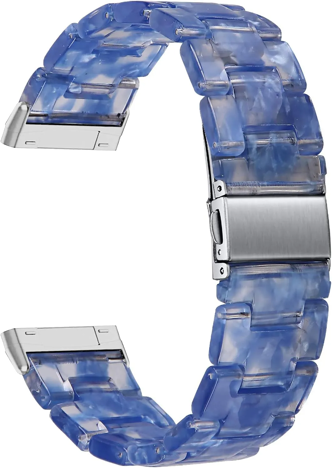 Resin Watch Band Compatible with Fitbit Versa 4/Sense 2/Versa 3/Fitbit Sense, Lightweight Adjustable Fashion Bracelet Wristband Replacement for Women Men with Stainless Metal Buckle