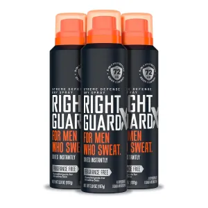 Right Guard Xtreme Defense Antiperspirant & Deodorant Spray, 5-in-1 Protection Dry Spray Deodorant For Men, Blocks Sweat 2X Longer, 72-Hour Odor Control, Fragrance Free, 3.8 oz. (3 count)
