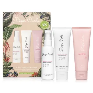 Rizos Curls 3-Step Styling Kit - Define, Style, Hold with Curl Defining Cream, Light Hold Gel & Refresh Spray Enhances Shine, Moisture & Frizz Control for All Curl Types Sulfate Paraben Free