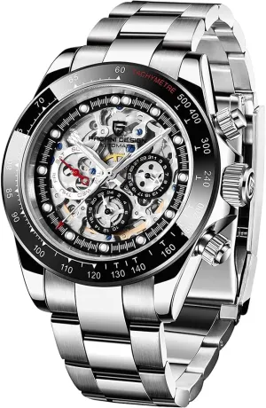 RollsTimi Pagani Design Men's Automatic Watches Diamond Rainbow Automatic Mechanical Waterproof Stainless Steel Chronograph Skeleton Men 40mm
