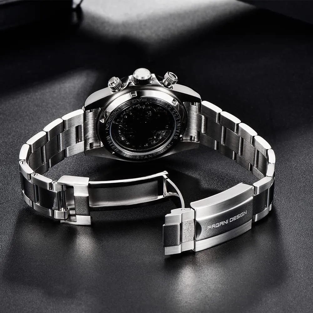 RollsTimi Pagani Design Men's Automatic Watches Diamond Rainbow Automatic Mechanical Waterproof Stainless Steel Chronograph Skeleton Men 40mm