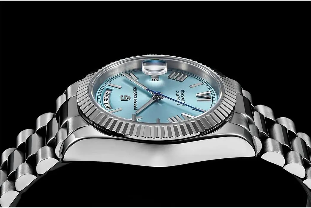 RollsTimi Pagani Design Men's Watches, 36mm Automatic Mechanical Stainless Steel 100M Waterproof Luxury Wrist Watch for Men, Double Date Display Sapphire Dial Glass…