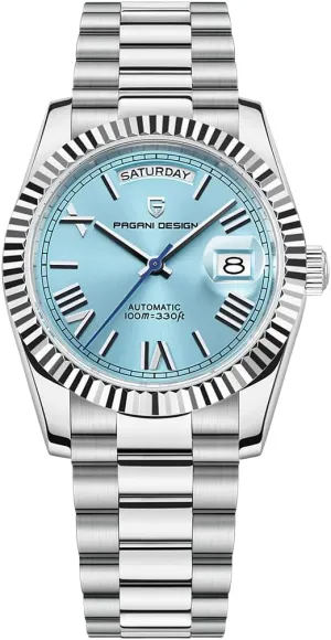 RollsTimi Pagani Design Men's Watches, 36mm Automatic Mechanical Stainless Steel 100M Waterproof Luxury Wrist Watch for Men, Double Date Display Sapphire Dial Glass…