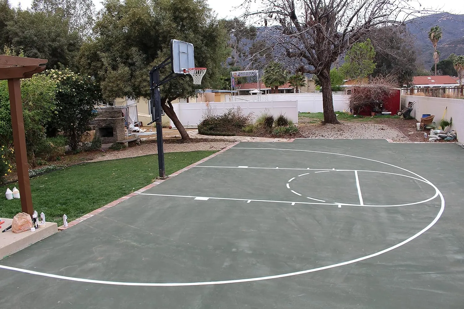 Ronan Sports Pro Kit Cardboard Basketball Court Stencil Kit | High School Regulation with Continuous Lines | Made in USA | Blue Paint Included