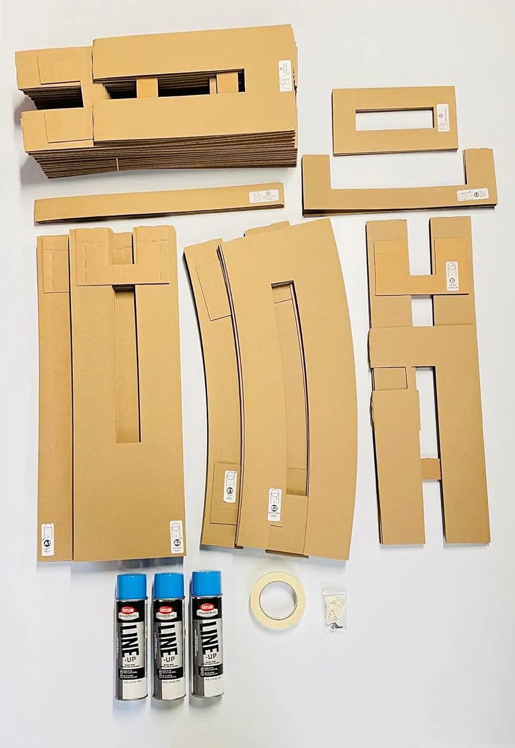 Ronan Sports Pro Kit Cardboard Basketball Court Stencil Kit | High School Regulation with Continuous Lines | Made in USA | Blue Paint Included