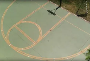 Ronan Sports Pro Kit Cardboard Basketball Court Stencil Kit | High School Regulation with Continuous Lines | Made in USA | Blue Paint Included