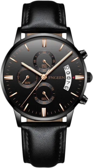 RORIOS Men's Business Wristwatch Casual Analogue Quartz Fashion Date Calendar Watch Waterproof Luminous Watches with Stainless Steel Strap for Men