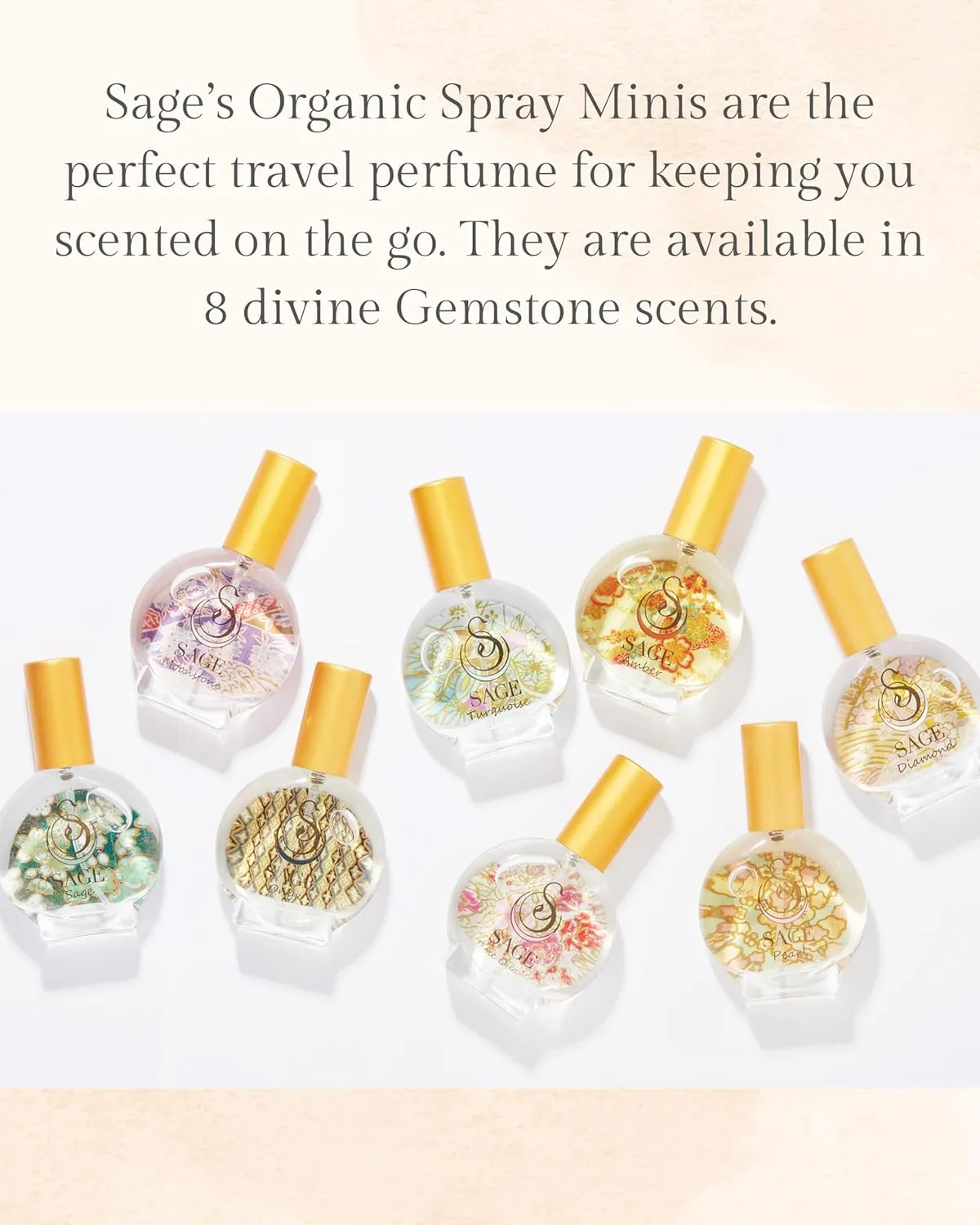 Rose Quartz Organic Mini Perfume Spray by Sage- 1/2 oz, Vegan & Cruelty-Free, Floral Scent, Rose Damask, Honeysuckle, Jasmine - Made in USA