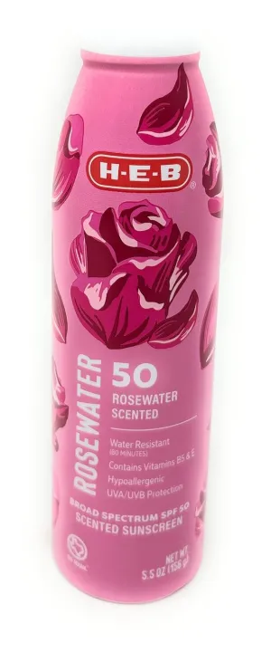 Rosewater Scented Sunscreen Spray - SPF 50-5.5oz - 1 bottle - made in the USA