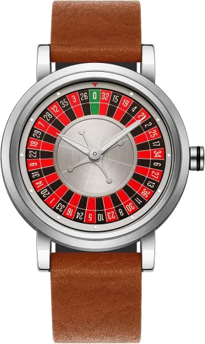 Roulette Wheel Shows The Time Stainless Business Casual Wristwatch Leather Watch Band