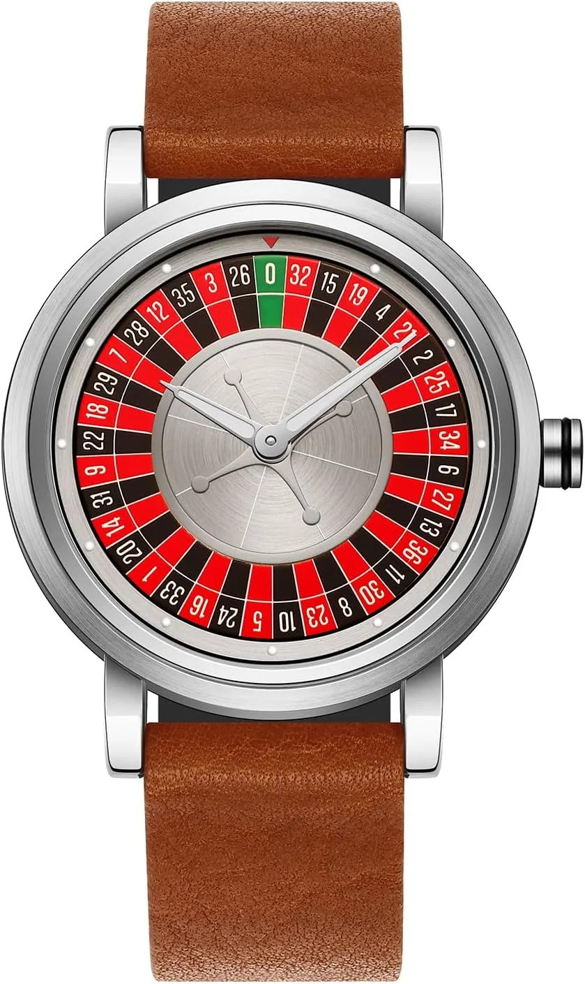 Roulette Wheel Shows The Time Stainless Business Casual Wristwatch Leather Watch Band