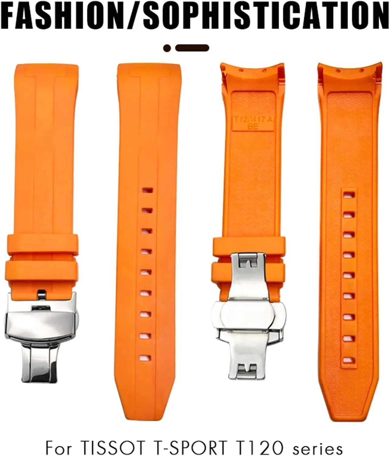 Rubber Silicone Watchband 22mm 21mm for Tissot T120417 Sea Star 1000 Series Orange Black Waterproof Diving Watch Strap