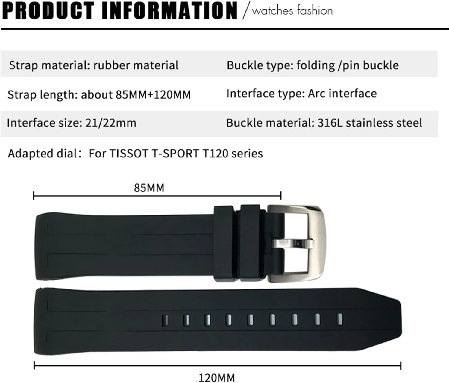 Rubber Silicone Watchband 22mm 21mm for Tissot T120417 Sea Star 1000 Series Orange Black Waterproof Diving Watch Strap