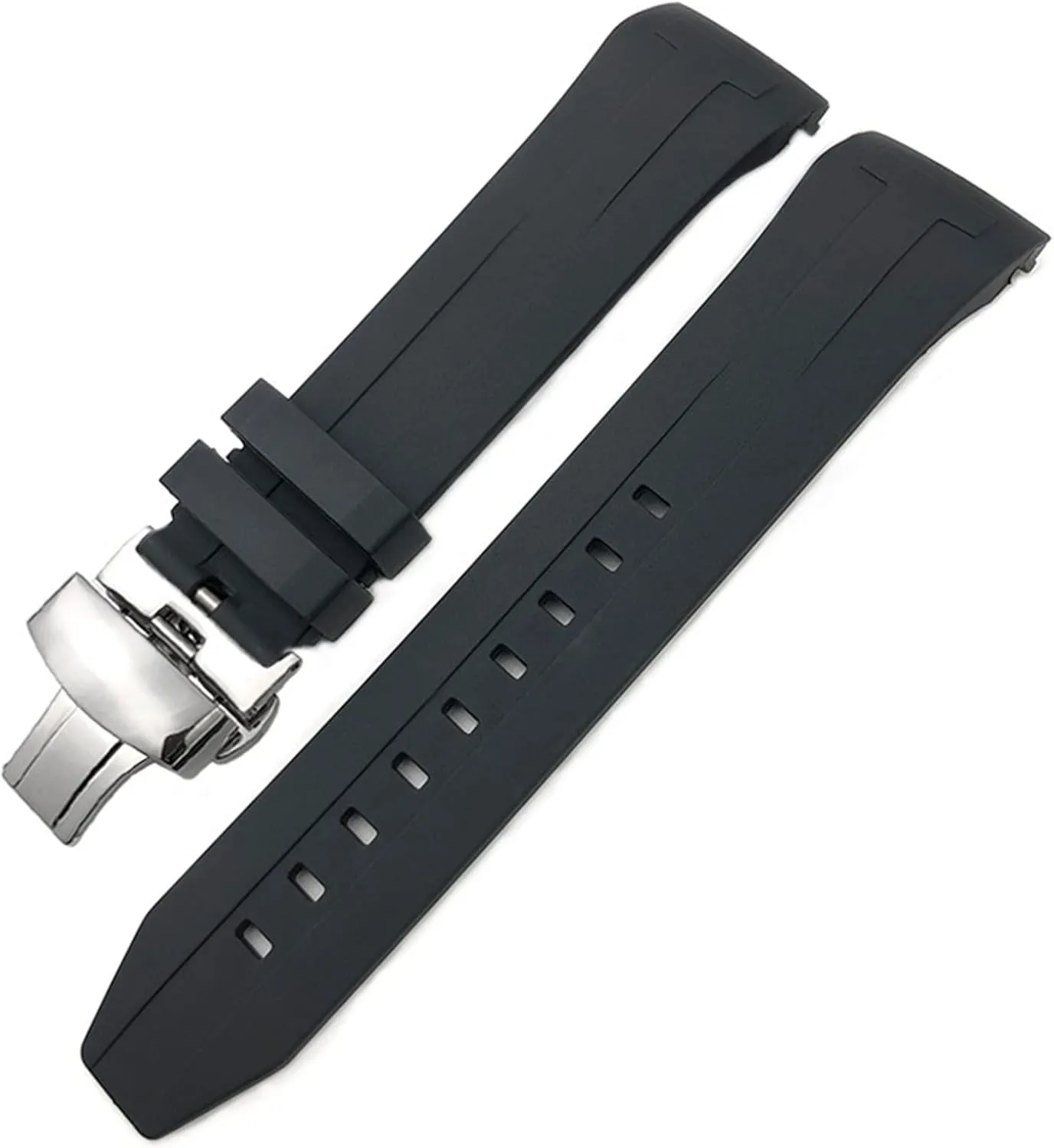 Rubber Silicone Watchband 22mm 21mm Orange Black Waterproof Diving Watch Strap