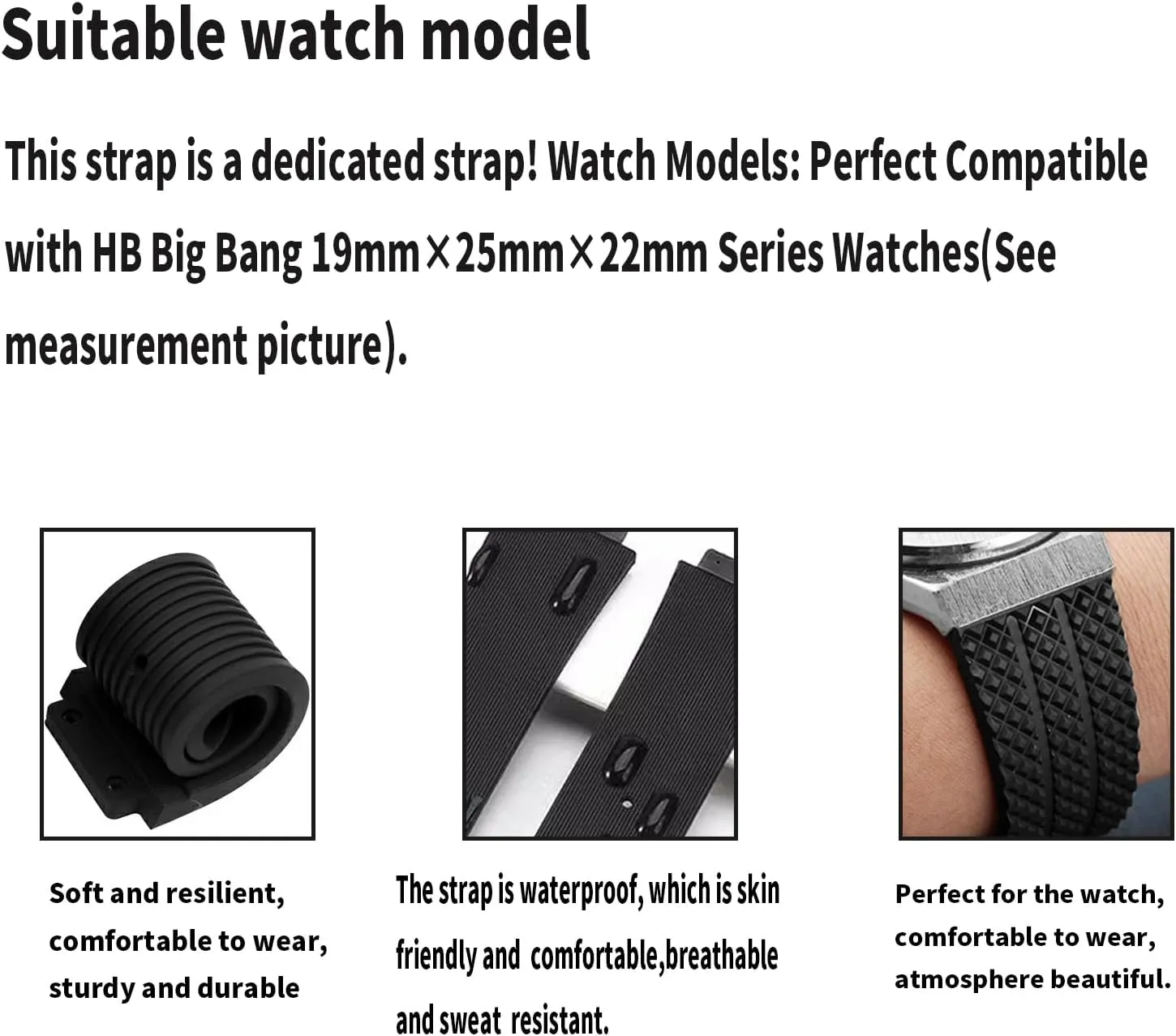 Rubber Watch Band replacement for Hublot Silicone Strap Wirstband accessories for Men and Women