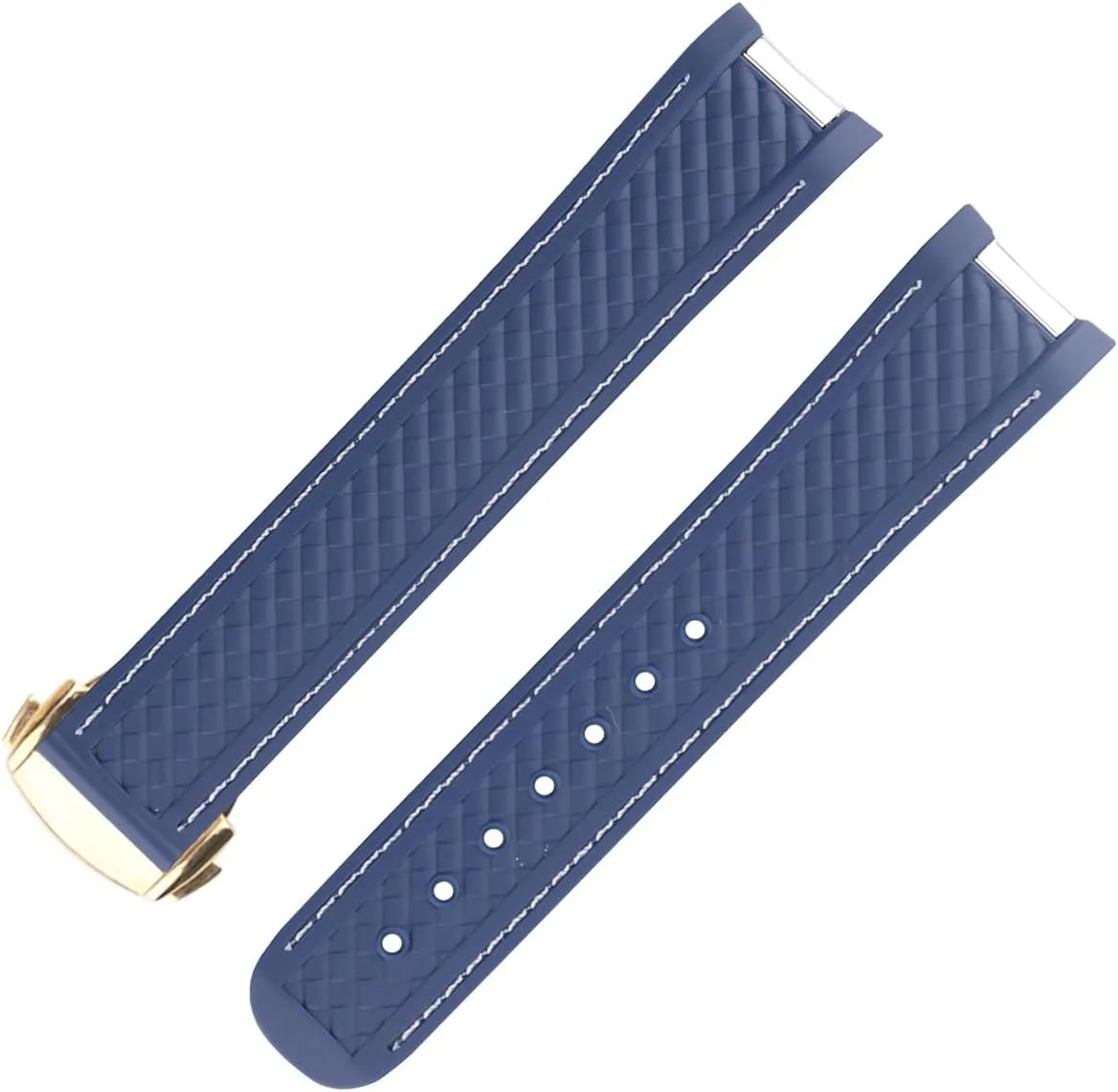 Rubber Watch Band replacement Omega Seamaster diver 300 300m Speedmaster aqua-terra 150m AT150 Moonwatch Professional Silicone Strap Wirstband for Men and Women with Curved End Steel Buckle