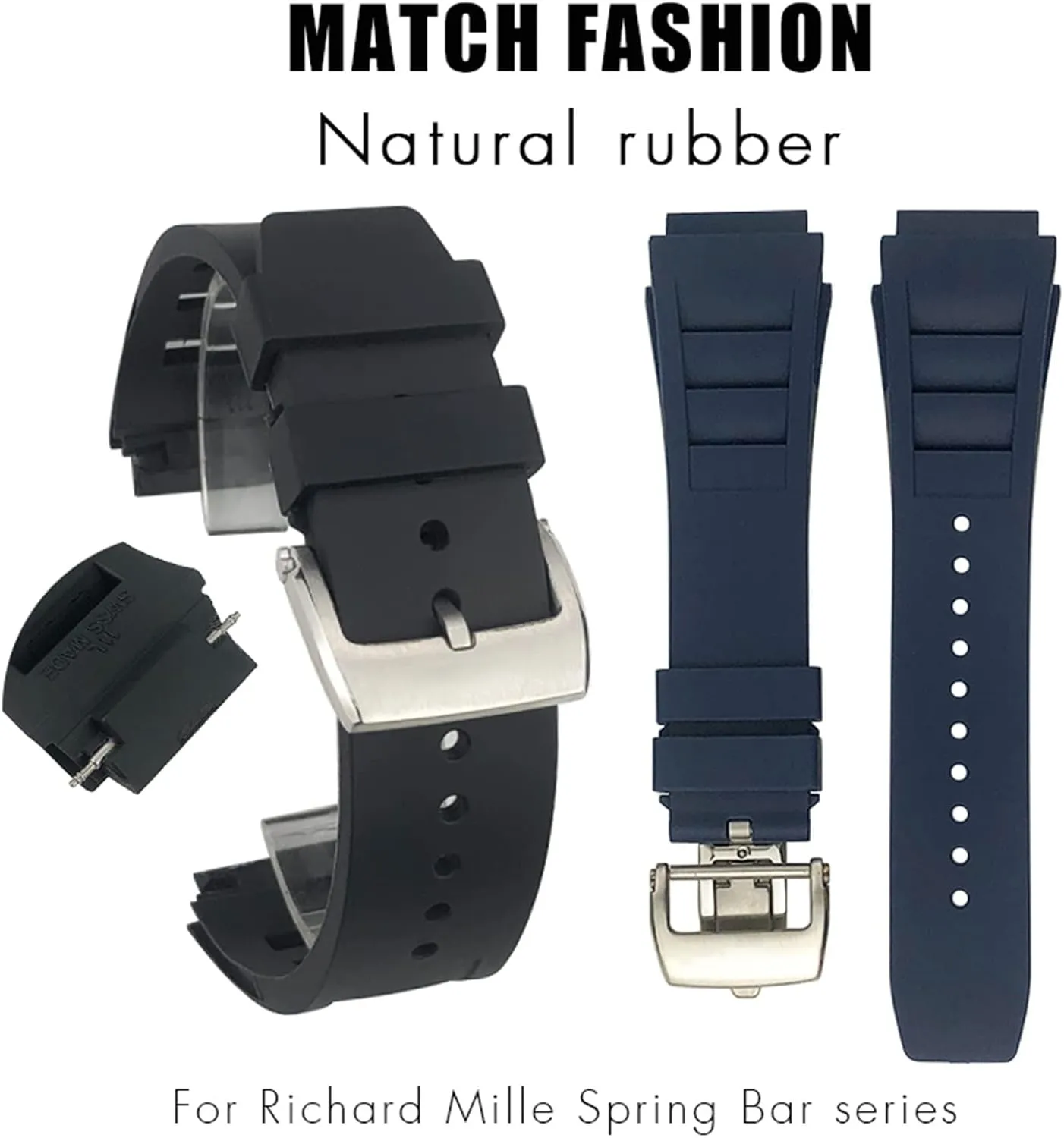 Rubber Watchband 20mm 25mm for Richard Spring Bar Silicone Mille Sport Watch Strap Soft Waterproof Wristband