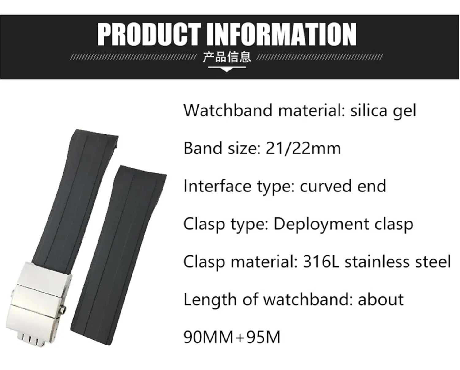 Rubber Watchband 21mm 22mm Replacement for MIDO M026 Ocean Star HydroConquest Waterproof Sport Watch Strap(Black Black,22mm)